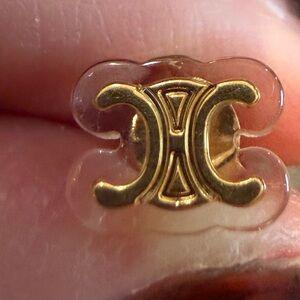 Celine Gold and Acrylic Logo Stud Earrings